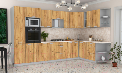 Готовая кухня Интерлиния Мила Лайт 1.88x3.4 правая