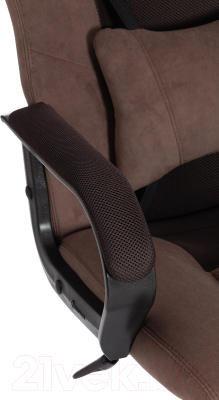 Кресло геймерское Tetchair Driver флок/ткань (коричневый)