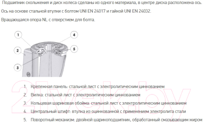 Опора колесная для тележки складской Tellure Rota 686704