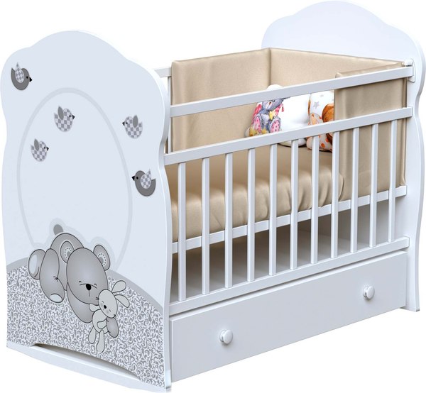 Детская кроватка VDK Sleppy колесо-качалка с ящиком - фото