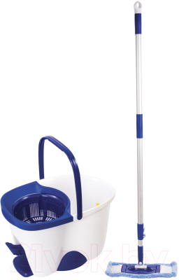 Набор для уборки Laima Ведро 18л/8л с отжимом и педалью, швабра круглая / 603625 - фото