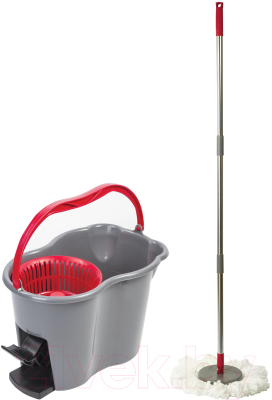 Набор для уборки Laima Ведро 14л/7л с отжимом и педалью, швабра, 2 насадки / 603622 - фото