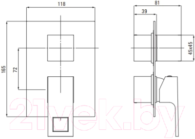 Внешняя часть смесителя скрытого монтажа Deante Arnika Box BXY 0QAM