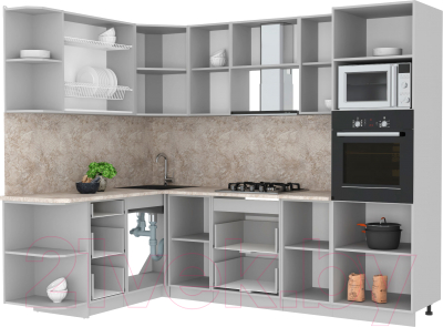 Готовая кухня Интерлиния Мила Лайт 1.68x2.6 левая