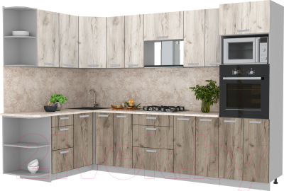 Готовая кухня Интерлиния Мила Лайт 1.68x3.0 левая - фото