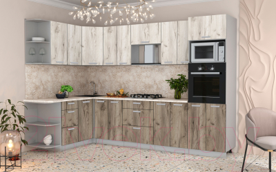 Готовая кухня Интерлиния Мила Лайт 1.68x3.0 левая