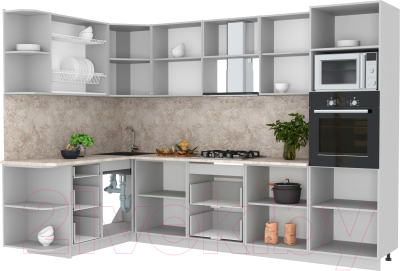 Готовая кухня Интерлиния Мила Лайт 1.68x3.0 левая