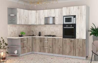 Готовая кухня Интерлиния Мила Лайт 1.68x3.2 левая