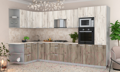 Готовая кухня Интерлиния Мила Лайт 1.68x3.4 левая