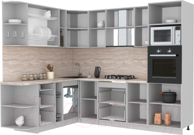 Готовая кухня Интерлиния Мила Лайт 1.88x2.6 левая