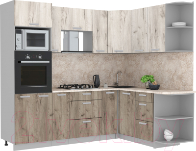 Готовая кухня Интерлиния Мила Лайт 1.68x2.4 правая - фото