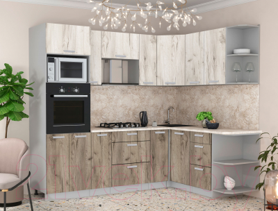Готовая кухня Интерлиния Мила Лайт 1.68x2.4 правая