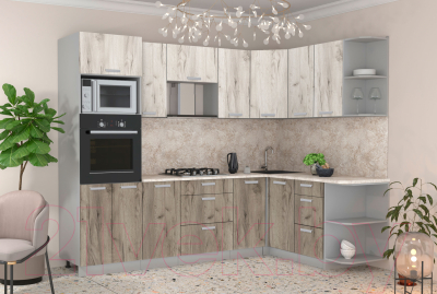 Готовая кухня Интерлиния Мила Лайт 1.68x2.6 правая