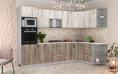 Готовая кухня Интерлиния Мила Лайт 1.68x3.0 правая