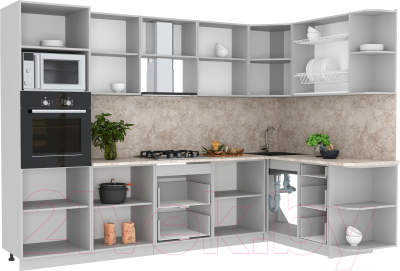 Готовая кухня Интерлиния Мила Лайт 1.68x3.0 правая