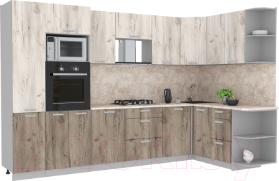 Готовая кухня Интерлиния Мила Лайт 1.68x3.2 правая - фото