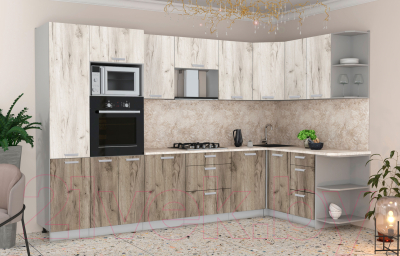 Готовая кухня Интерлиния Мила Лайт 1.68x3.2 правая