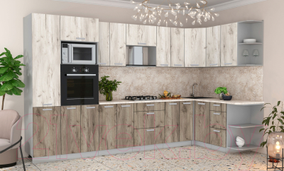 Готовая кухня Интерлиния Мила Лайт 1.68x3.4 правая