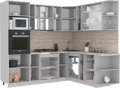 Готовая кухня Интерлиния Мила Лайт 1.88x2.4 правая