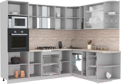 Готовая кухня Интерлиния Мила Лайт 1.88x2.6 правая