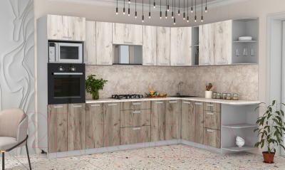 Готовая кухня Интерлиния Мила Лайт 1.88x3.0 правая