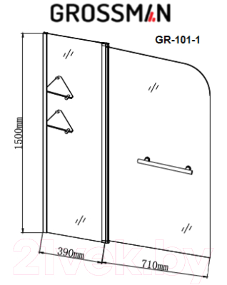 Стеклянная шторка для ванны Grossman GR-101/1
