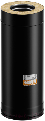 Труба дымохода Ferrum 0.5м 430/0.8мм+ нерж /эмаль/600° черный Ф150x200 / f6112 - фото