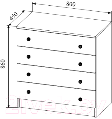 Комод ДСВ МС Ki-Ki КМД 800.1 модуль (белый)