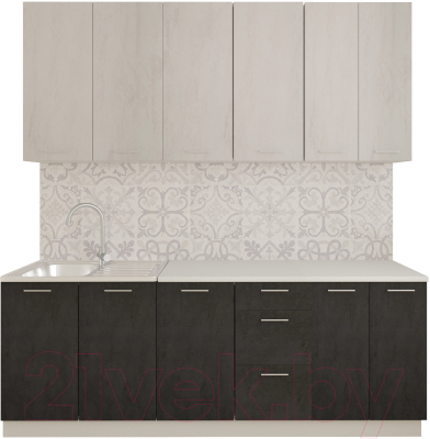 Кухонный гарнитур Артём-Мебель Эльза СН-114 без стекла МДФ 2.4м (бетон белый/бетон серый) - фото