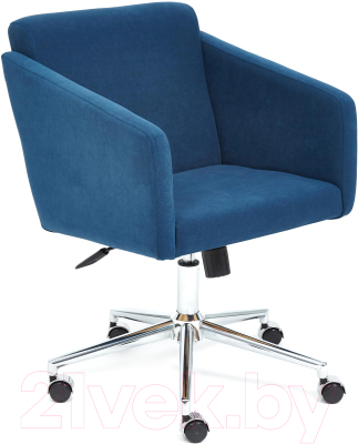 Кресло офисное Tetchair Milan хром/флок (синий 32) - фото