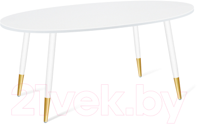 Обеденный стол Sheffilton SHT-TU14/120-80 МДФ овальный (белый муар/золото/белый шагрень) - фото