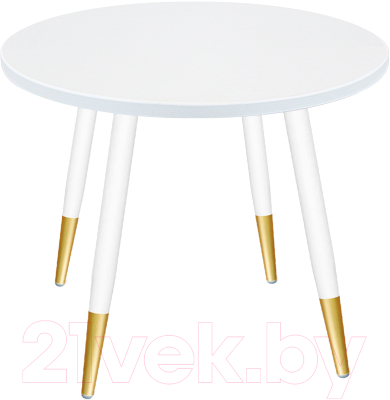 Обеденный стол Sheffilton SHT-TU14/80 МДФ (белый муар/золото/белоснежная шагрень) - фото