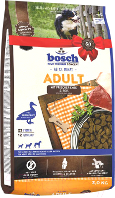 Сухой корм для собак Bosch Petfood Adult Duck&Rice (3кг) - фото