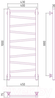 Полотенцесушитель водяной Сунержа Сирокко 100x40 / 00-0253-1040