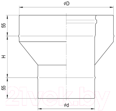 Переходник для дымохода Ferrum Эмаль 600° 430/0.8мм Ф115x200 / f6110 (нержавеющая сталь/черный)