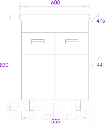 Тумба под умывальник Onika Балтика-Квадро 60.11 (106139)