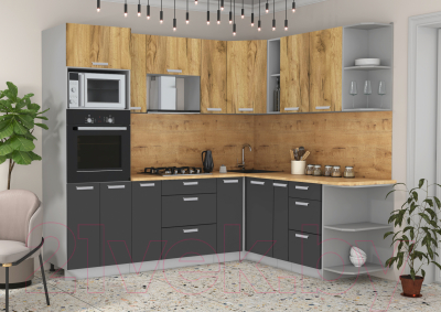 Готовая кухня Интерлиния Мила Лайт 1.88x2.4 правая