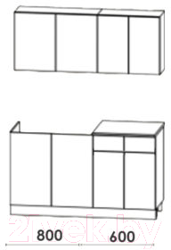 Кухонный гарнитур Артём-Мебель Лана СН-113 без стекла 1.4 (бетон спаркс лайт/бетон спаркс)