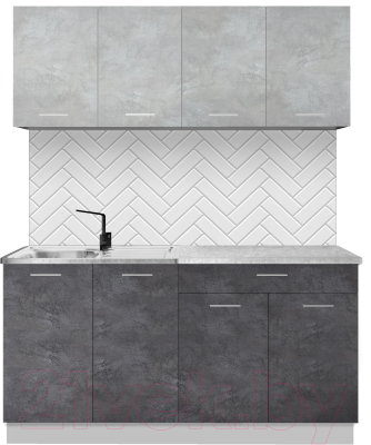 Кухонный гарнитур Артём-Мебель Лана СН-113 без стекла 1.6 (бетон спаркс лайт/бетон спаркс) - фото