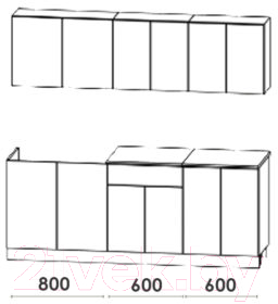 Кухонный гарнитур Артём-Мебель Лана СН-113 без стекла 2.0 (бетон спаркс лайт/бетон спаркс)