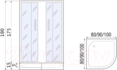 Душевой уголок RIVER Don Light 90/15 МТ (без поддона)