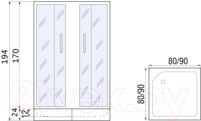 Душевой уголок RIVER Morava 90/24 MT