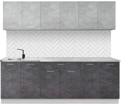 Кухонный гарнитур Артём-Мебель Лана СН-113 без стекла 2.4 (бетон спаркс лайт/бетон спаркс) - фото