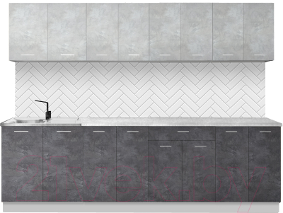 Кухонный гарнитур Артём-Мебель Лана СН-113 без стекла 2.6 (бетон спаркс лайт/бетон спаркс) - фото