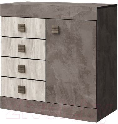 Тумба Мебель-КМК Лондон 1Д4Я 0467.13 (оникс/бетон пайн светлый) - фото