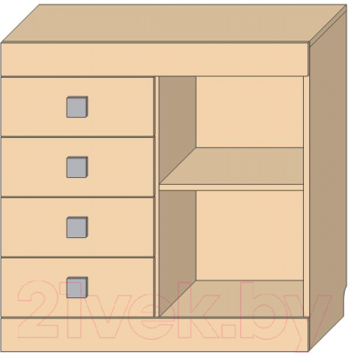 Тумба Мебель-КМК Лондон 1Д4Я 0467.13 (оникс/бетон пайн светлый)