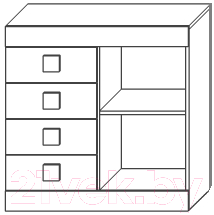 Тумба Мебель-КМК Лондон 1Д4Я 0467.13 (оникс/бетон пайн светлый)