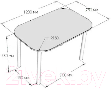 Обеденный стол Senira Р-001 (белый матовый/хром)