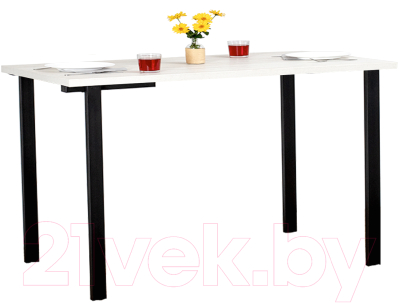 Обеденный стол Millwood Прага Л18 100x70 (дуб белый крафт/металл черный) - фото