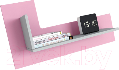 Полка Polini Kids Mirum 3L 800 / 0002091.115 (серый/розовый) - фото